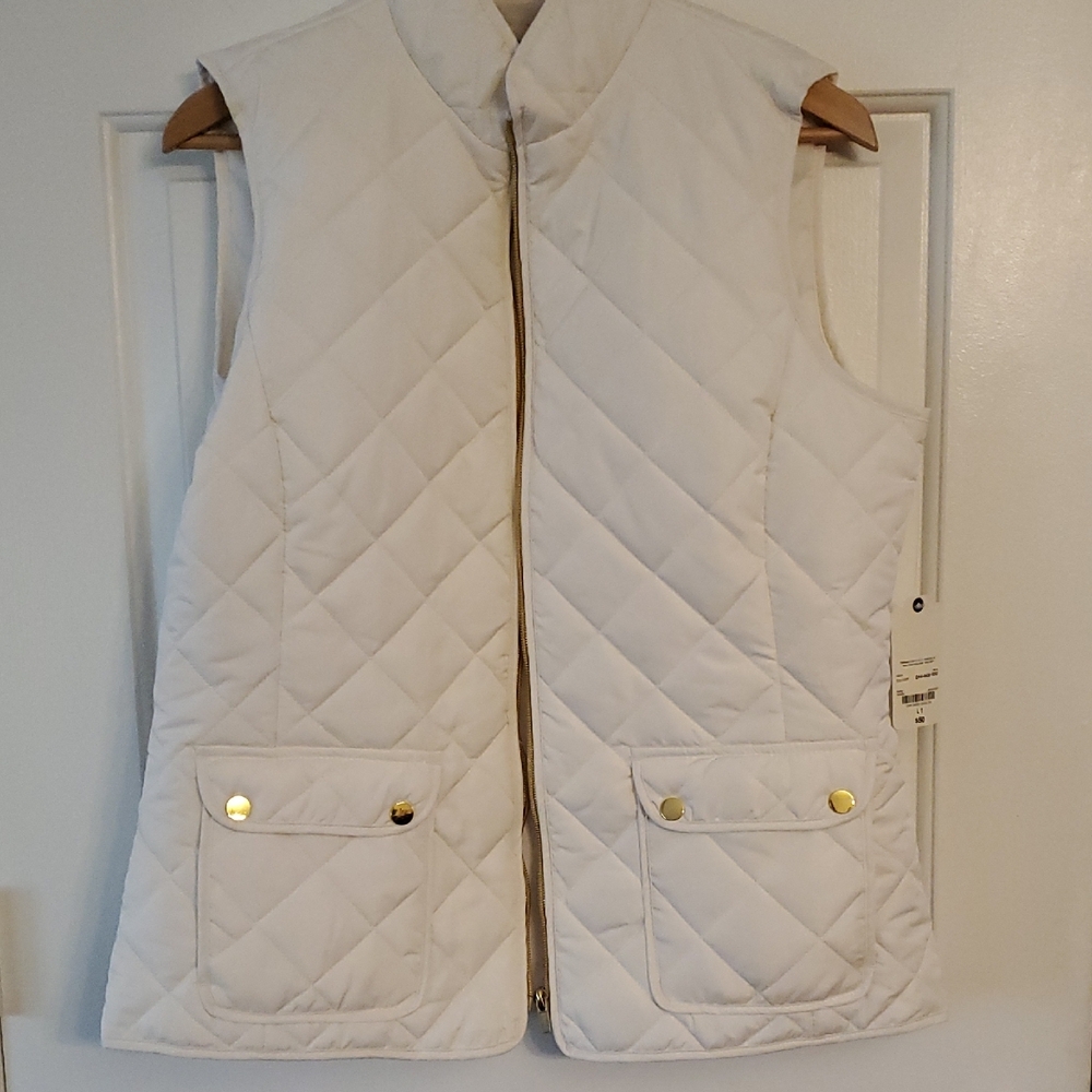 Women's Quilted White Vest